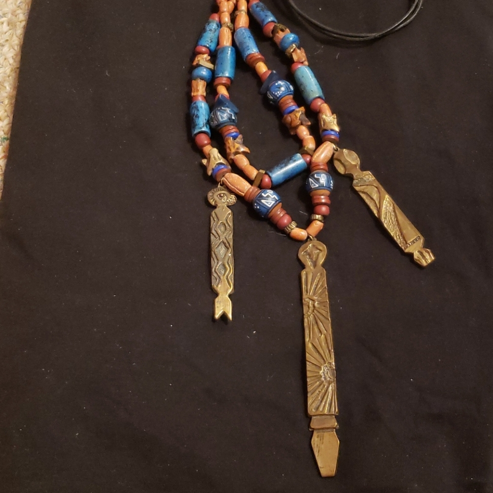 RARE Nancy J Young bronze cast necklace EUC